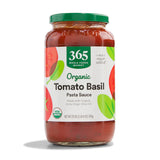 365 by Whole Foods Market, Organic Tomato Basil Pasta Sauce, Kid Friendly Family Size Jar for Lunchbox and Dinner Assembly, 25 Ounce