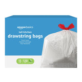 Amazon Basics Flextra Strength Tall Kitchen Drawstring Trash Bags, Fresh Scent, Tear Resistant