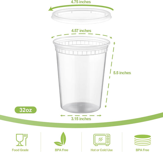 AOZITA_20_Sets_32_oz_Plastic_Deli_Food_Containers_With_Lids,_Airtight_Food_Storage_Containers,_Freezer/Dishwasher/Microwave_Safe,_Soup_Containers_For_Takeout_Meal_Prep_Storage