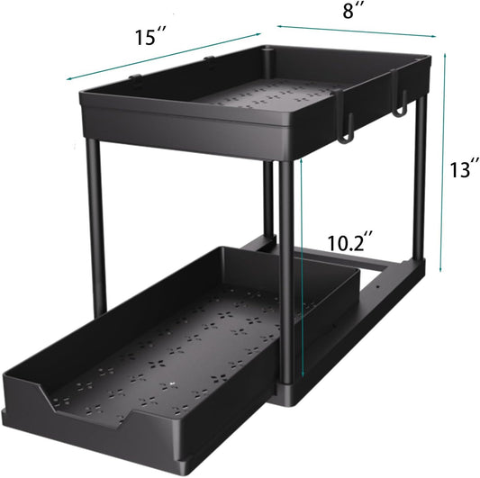 DEKAVA_Under_Sink_Organizer_2_Pack,_Bathroom_Cabinet_Organizer,_2_Tier_Sliding_Cabinet_Basket_Organizer_Drawer,_Multi-Purpose_Bath_Collection_Baskets_for_Bathroom_(Black)