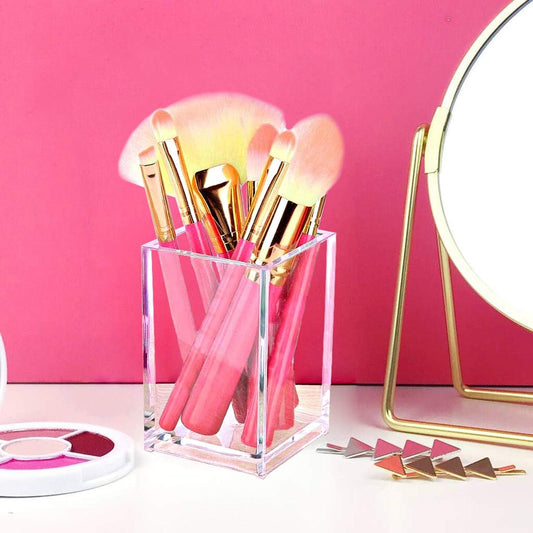 2_Pack_Clear_Acrylic_Pencil_Pen_Holder_Cup,Desk_Accessories_Holder,Makeup_Brush_Storage_Organizer,Modern_Design_Desktop_Stationery_Organizer_for_Office_School_Home_Supplies,2.6x_2.6x_4_inches