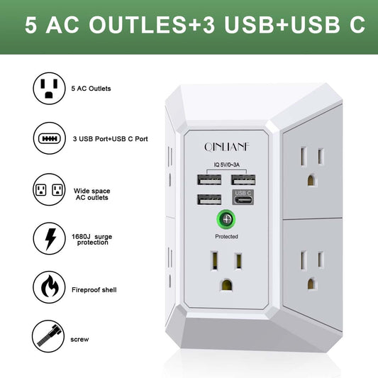 Wall_Charger,_Surge_Protector,_QINLIANF_5_Outlet_Extender_with_4_USB_Ports