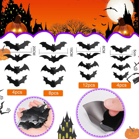 Flutesan_28_Pieces_Halloween_Bats_Car_Magnet_4_Sizes,_Black