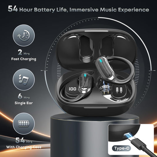 Wireless_Earbuds_Bluetooth_Headphones,_54H_Playtime_Stereo_Over_Ear_Buds_with_ENC_Noise_Cancelling,_LED_Power_Display,_IPX7_Waterproof_Sport_Earphones_with_Earhooks_for_Running/Workouts_(Black)