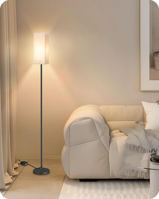 64.6"_Floor_Lamp,_Pole_with_Foot_Switch,_Modern_Standing_Lamp_Lampshade,_Minimalist_Freestanding_Lamp_(Bulb_Not_Included),_for_Living_Room,_Bedroom_Office_ETL_Listed,_Black_and_Beige_E07LD05