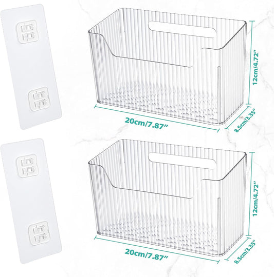 Sinnsally_2_Pack_Cabinet_Door_Organizer,Self_Adhesive_Lid_Organizer_Inside_Cabinet_Storage_Boxes,Stackable_Hanging_Basket_Bins_Wall_Mounted_Shower_Caddy_Holder_for_Kitchen,Bathroom,Pantry(Clear_White)