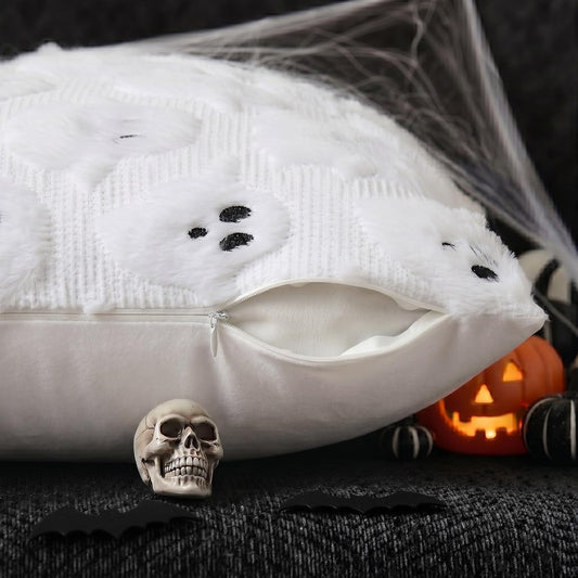 decorUhome_Fall_Halloween_Ghost_Throw_Pillow_Covers_18x18_Set_of_2_White
