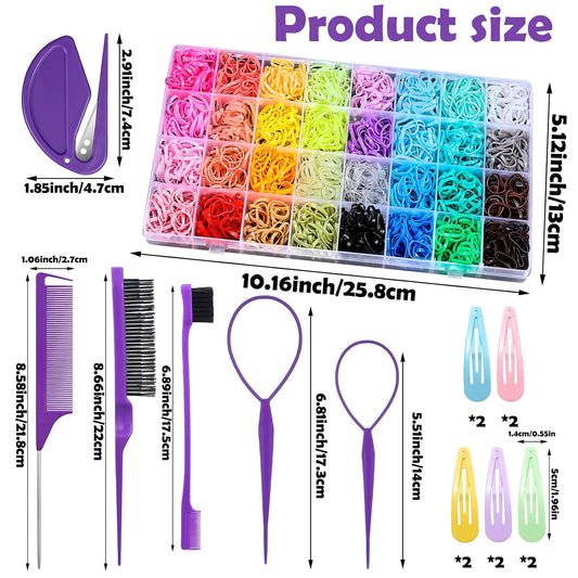 Auroray_32_Colors_Small_Hair_Rubber_Bands_with_16_Styling_Tools,_2000_Pcs_Elastic_Girl_Baby_Hair_Ties,_Mini_Bands_with_Elastic_Cutter,_Hair_Accessories_Xmas_Stuff_for_Girls_Baby_Toddlers_Kids