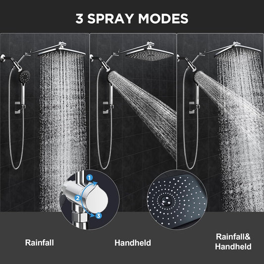 Veken_11.8"_High_Pressure_Shower_Head_with_Handheld,_Metal_Core_Fittings