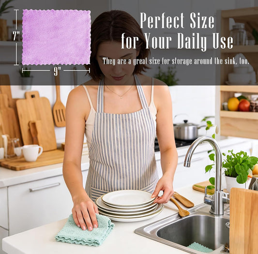 24_Pack_Kitchen_Dishcloths_-_Does_Not_Shed_Fluff_-_Reusable_Dish_Towels,_Dish_cloths,_Super_Absorbent_Coral_Fleece_Cleaning_Cloths,_Nonstick_Oil_Washable_Fast_Drying,_7_x_9_Inch_(Multicolor)