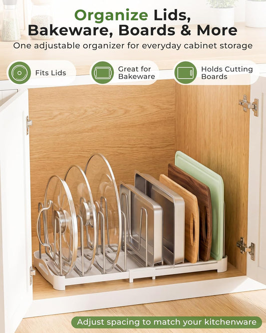 EVERIE_Pot_Lid_Organizer,_Adjustable_12.6"-21.5"_Bakeware_Rack_for_Cabinet