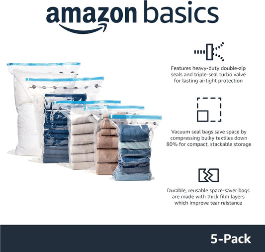 Amazon_Basics_Vacuum_Storage_Bags,_Compression_Space_Saving_for_Clothes_and_Linens,_Reusable_with_Hand_Pump,_Large,_Clear,_5-Pack