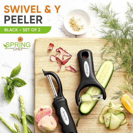 Spring_Chef_Swivel_Vegetable_Peeler_&_Y_Potato_Peeler_w/Soft_Grip_Handles