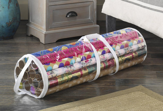 Whitmor_Gift_Wrap_Storage_Organizer_with_Handles_&_Zipper,_31",_Clear/White