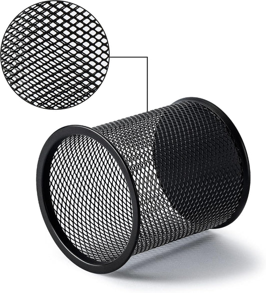 Amazon_Basics_Wire_Mesh_Pen_Holder,_Pencil_Cup_Desk_Organizer_for_Stationery,_Scissors,_Office_Caddy_Storage,_3.7"_x_3.3",_Black