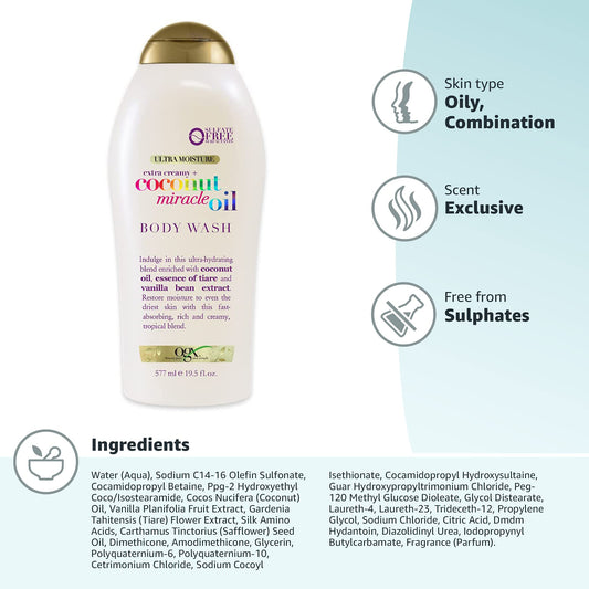 coconut oil and glycerin as primary moisturizing active ingredients