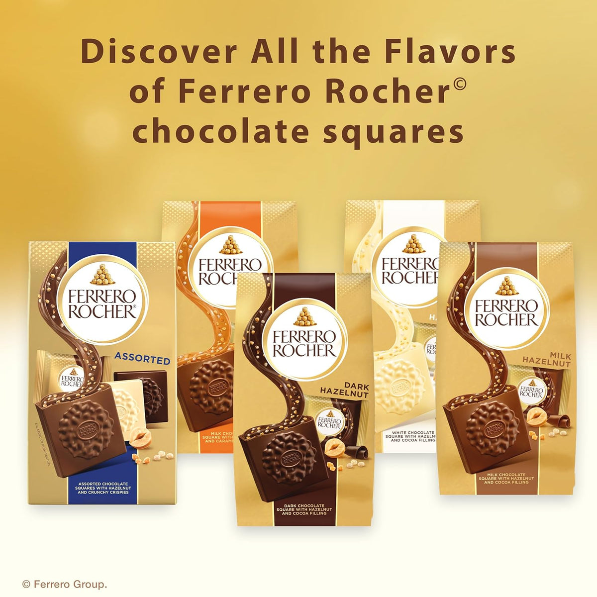 Ferrero Rocher Hazelnut Chocolate Squares – Ready-to-Give Birthday Gift for Her, Individually Wrapped Premium Chocolates
