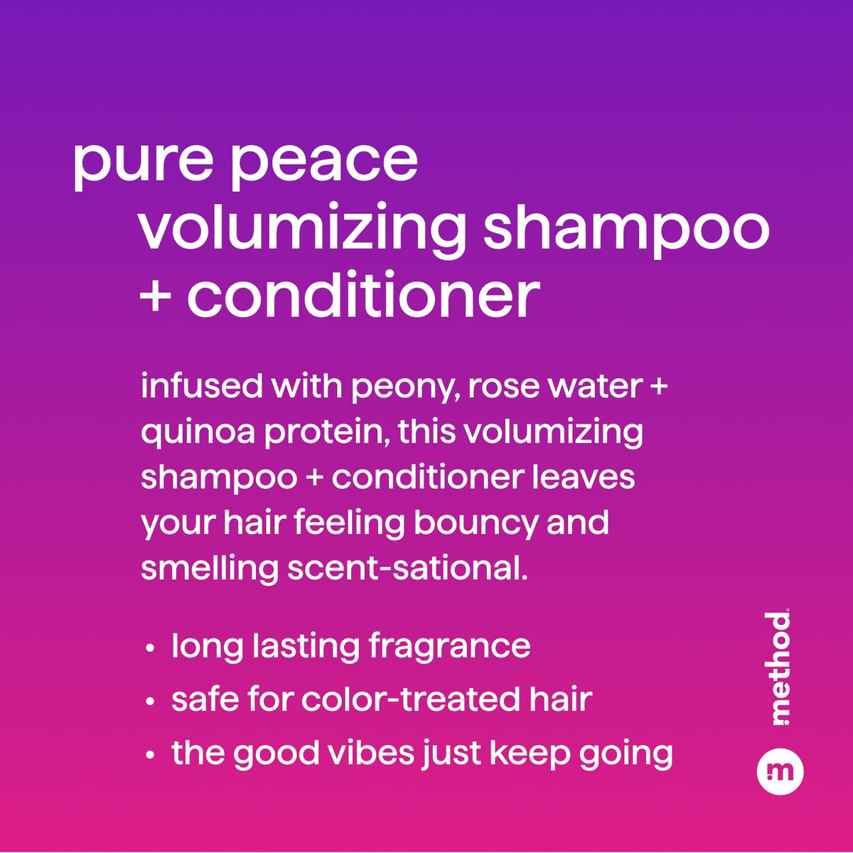 Method Volumizing Conditioner Pure Peace – Aromatherapy Shower Retreat for Thicker-Looking Hair, Paraben-Free Formula