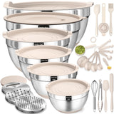 26PCS Stainless Steel Mixing Bowls with Lids – All-in-One Prep Set for Efficient Weeknight Cooking