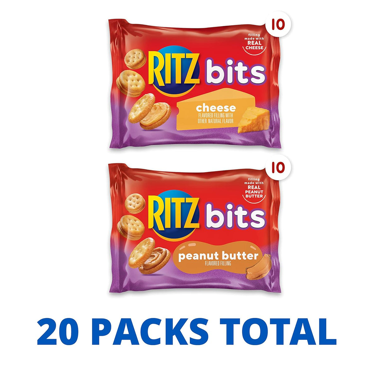 RITZ Bits Bite-Sized Cheese & Peanut Butter Crackers – Easy Chew Snack for Playroom and Backpack