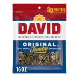 DAVID Jumbo Sunflower Seeds Original 16 oz – High-Protein Pantry Snack for Active Kids and Sports Practice