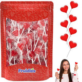 Fruidles Strawberry Heart Lollipops – Sweet Valentine's Day Gift for Her, Individually Wrapped Red Candy in Bulk