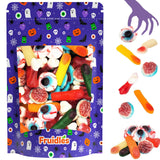 Fruidles Creepy Gummy Fingers, Eyes, Brain and Bones – Weather-Friendly Resealable Treat Bag for Yard Parties and Outdoor Halloween Setups