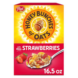 Honey Bunches of Oats with Strawberries Breakfast Cereal – Resealable Family Size Cereal Box for Hectic Weekday Mornings at the Kitchen Table