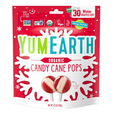 YumEarth Organic Candy Cane Lollipops - Organic Holiday Indulgence for Mindful Snacking, Dye Free Peppermint Pops, 30 Individually Wrapped
