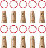 Aluan Waterproof Wine Bottle Lights 10 Pack – Battery String Lights for Patio, Balcony and Outdoor Dinner Tables, Warm White