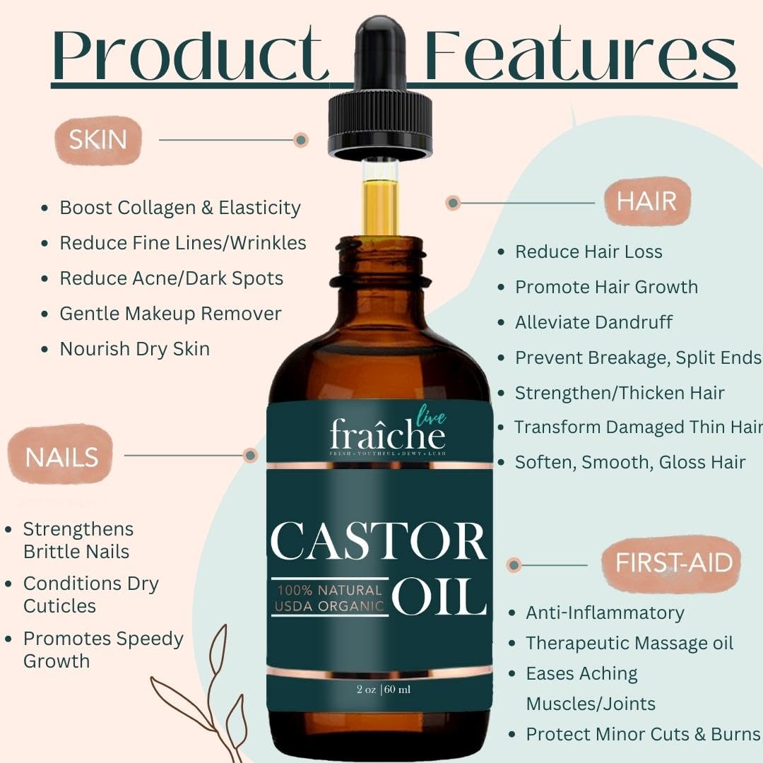 Velona Castor Oil – Sophisticated Hair and Lash Treatment, Made in USA Cold Pressed Organic Castor Oil