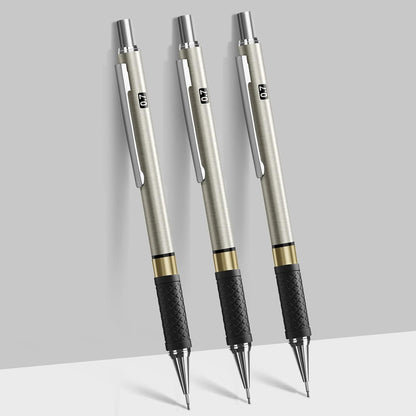 0.5mm Metal Pencil Set – Study Desk Essential for Grade-School Students, 6 Pack with Rhombus Grip and Case
