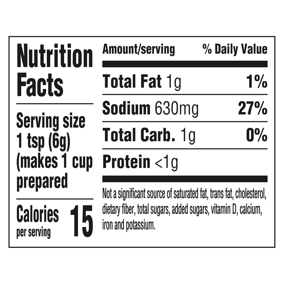 1 teaspoon equivalence equals 1 bouillon cube or 1 cup of prepared stock