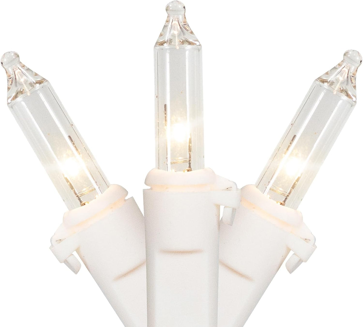 10 clear incandescent mini bulbs on 22-gauge white wire