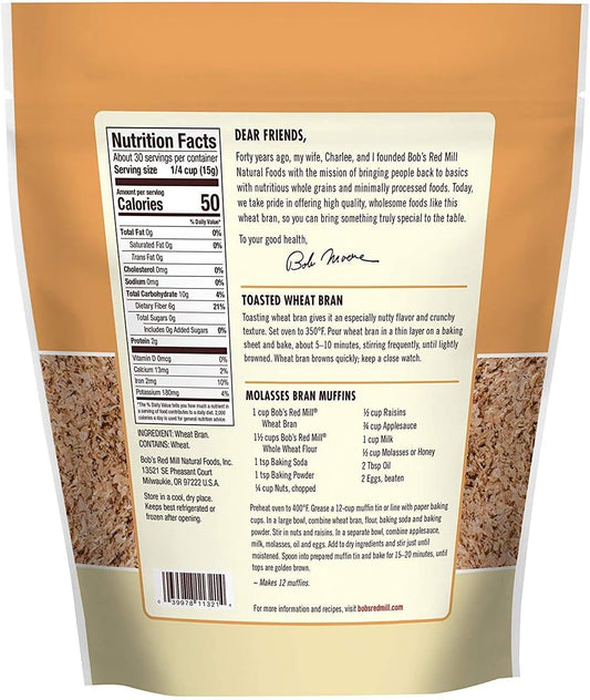 100% pure wheat bran with no added ingredients