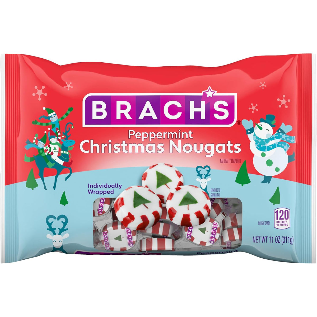 11 oz bag with individually wrapped peppermint nougats