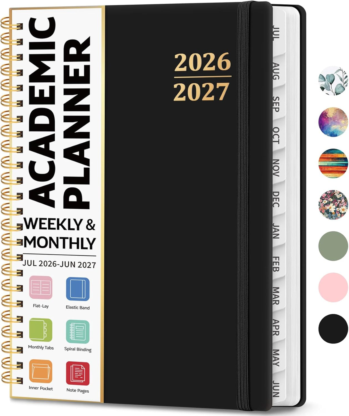 12 monthly pages plus 53 two-page weekly spreads covering july 2026 to june 2027