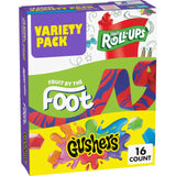 Fruit Roll-Ups, Fruit by the Foot & Gushers Snack Box – One-Stop Snack Drawer Staple for Busy Families, Gluten Free, 10.2 oz