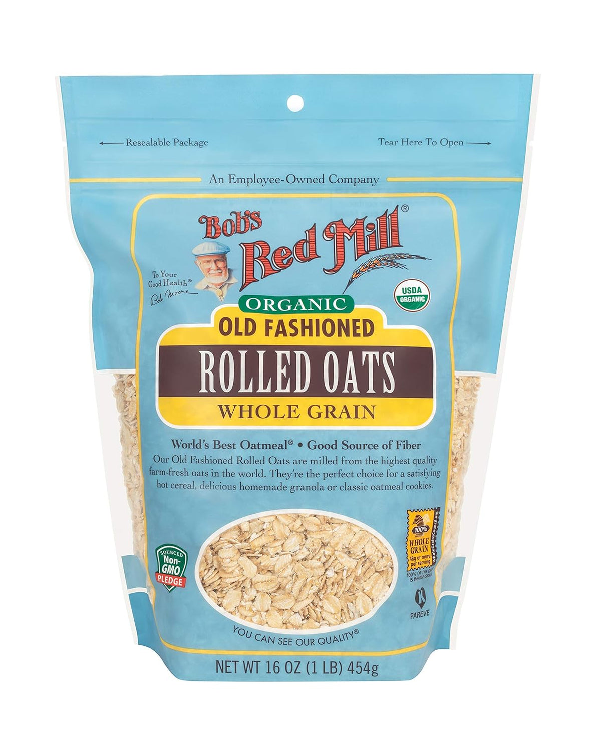 16-ounce resealable bag of organic old fashioned rolled oats