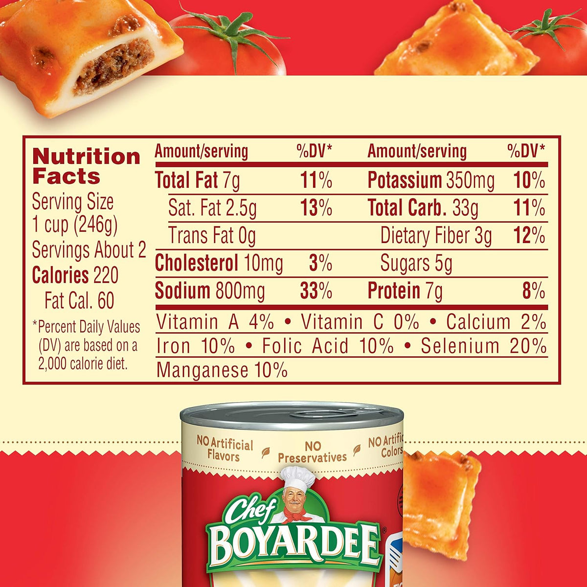 220 calories and 8g protein per serving with 0g trans fat