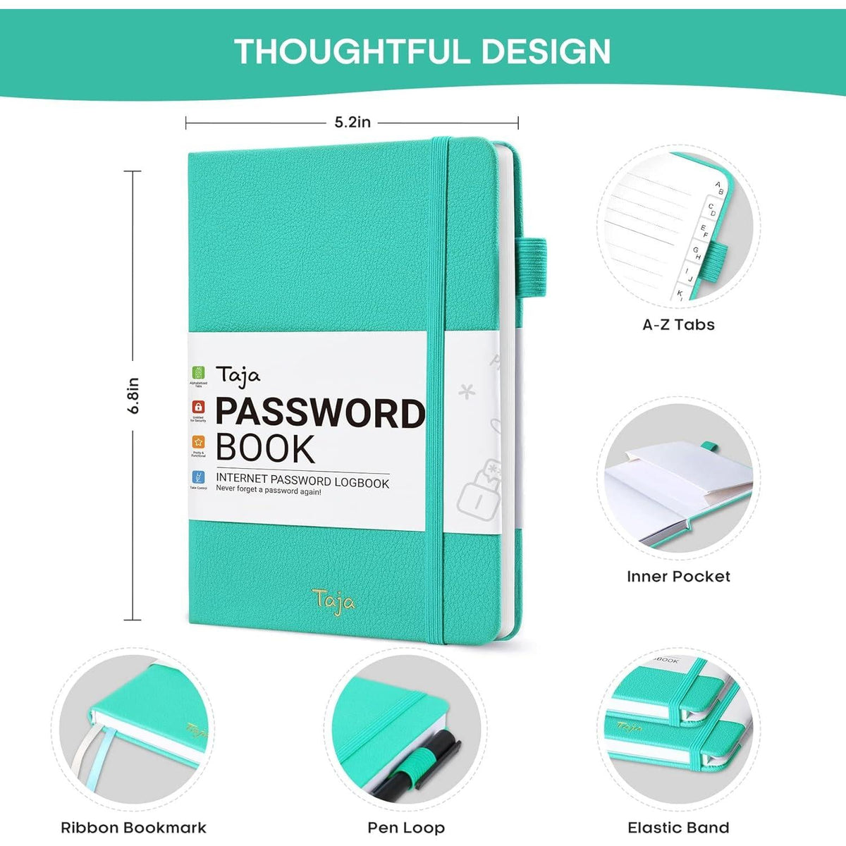 24 Color Password Keeper with Elastic Band – Designer-Friendly Logbook for Bedroom Dresser Styling