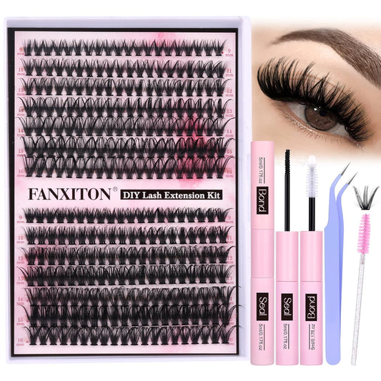 280 individual cluster lashes in mixed 8-18mm lengths per tray
