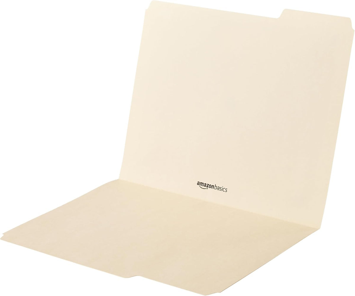 Amazon_Basics_Sturdy_File_Folders_with_Reinforced_Tabs_for_Filing_and_Organization,_1/3-Cut_Tab,_Assorted_Positions,_Letter_Size,_8.5x11_inches,_Manila,_100-Pack