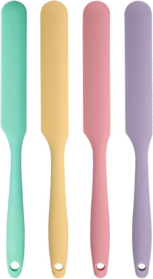 4_Pcs_Silicone_Jar_Spatula_Set_-_Long_Handle_Sourdough_Scraper,_Skinny_Spatula_for_Jars,_Bottles,_and_Containers,_Non-Stick_Heat_Resistant_Cake_Cream_Spatulas
