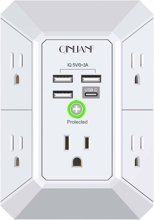Wall_Charger,_Surge_Protector,_QINLIANF_5_Outlet_Extender_with_4_USB_Ports