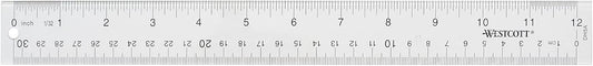 Westcott_Acrylic_Clear_Ruler,_Easy-to-Read_Markings,_Scratch-Resistant_Design,_Raised_Beveled_Edges,_for_Crafting,_Office,_Classroom,_Back_to_School_Supplies,_12-Inch