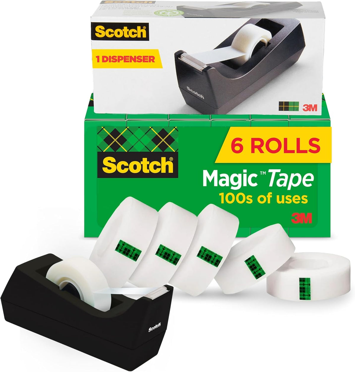 6 rolls of 3/4" x 1000" invisible scotch magic tape