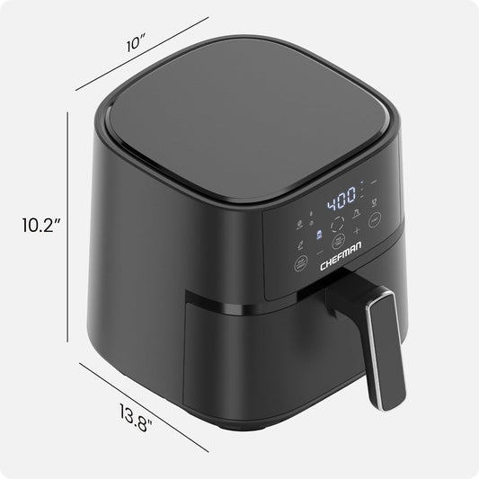Chefman_Air_Fryer_–_4_QT_Compact_Airfryer_for_Quick_&_Easy_Meals_in_Minutes,_Features_Hi-Fry_Technology_for_Extra_Crisp,_Touchscreen_Controls_with_4_Presets,_Nonstick_&_Dishwasher_Safe_Basket_-_Black
