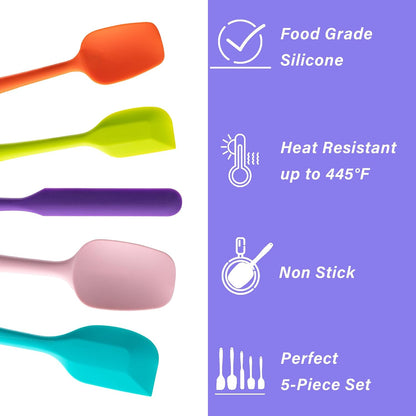 Silicone_Spatula_Set,5_Piece_Food_Grade_Rubber_Spatulas,Multicolor