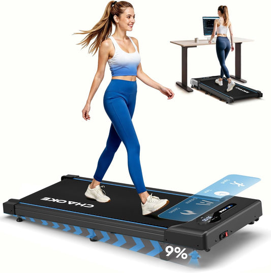 CHAOKE_Walking_Pad_Treadmill_for_Home,_6.2MPH_Under_Desk_Walking_Pad_with_9%_Incline_for_Office_Small_Spaces,_2.75HP_Quiet_Running_Machines,_Remote_Control,_330LBS_Capacity,_12_HIIT_Programs